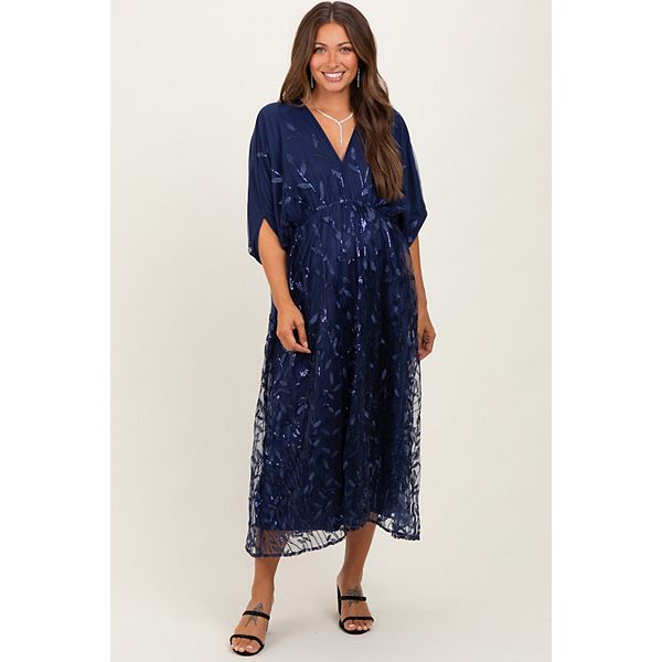 

Платье-Миди для беременных из вышитого тюля с V-образным вырезом и рукавами «летучая мышь». Pinkblush, Navy Blue