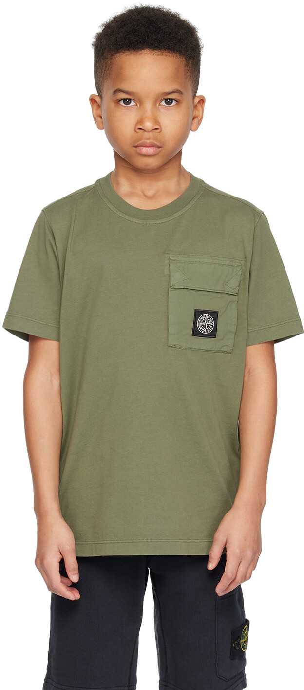 

Детская зеленая футболка с нашивкой Stone Island Junior, Зеленый, Детская зеленая футболка с нашивкой Stone Island Junior