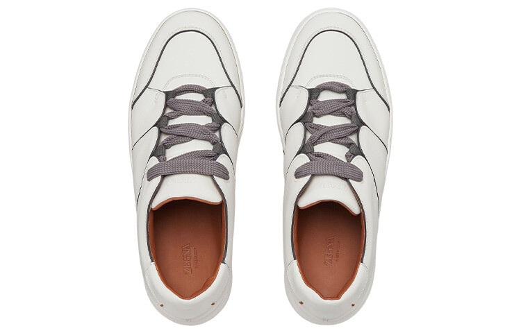 Кроссовки Tiziano Leather Low Top Lace Up мужские белые Zegna — фото 3