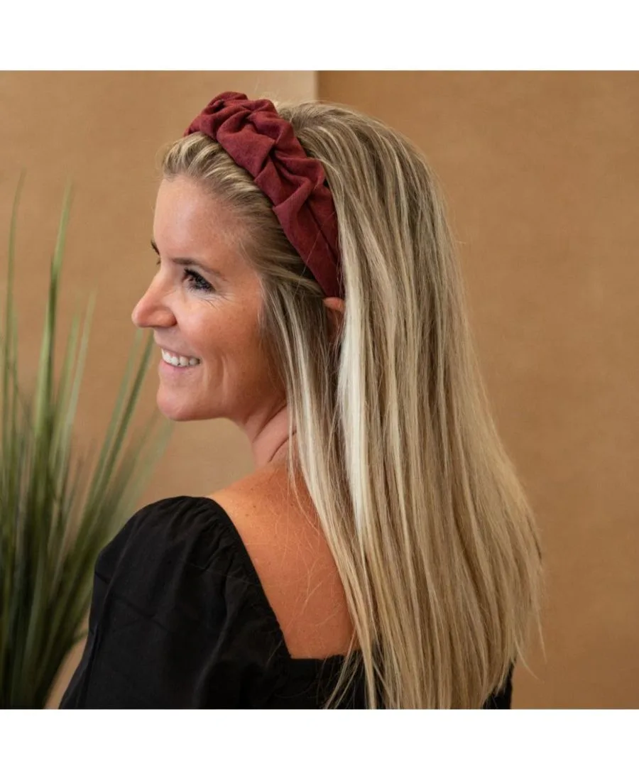 Headbands of Hope Традиционная женская текстурированная повязка на голову - темно-красная — фото 2
