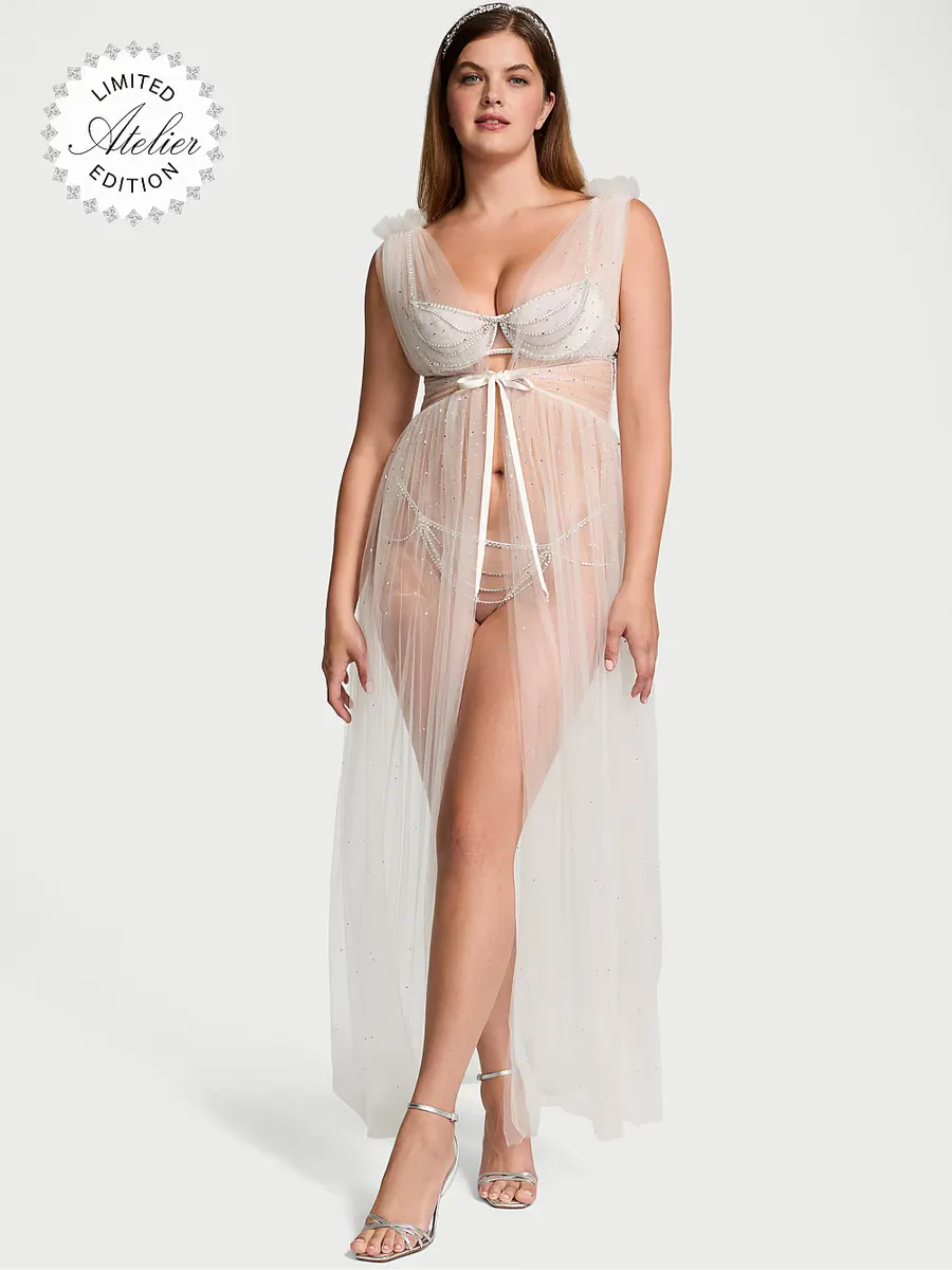 

Халат без рукавов из тюля с кристаллами Atelier Victoria's Secret, белый