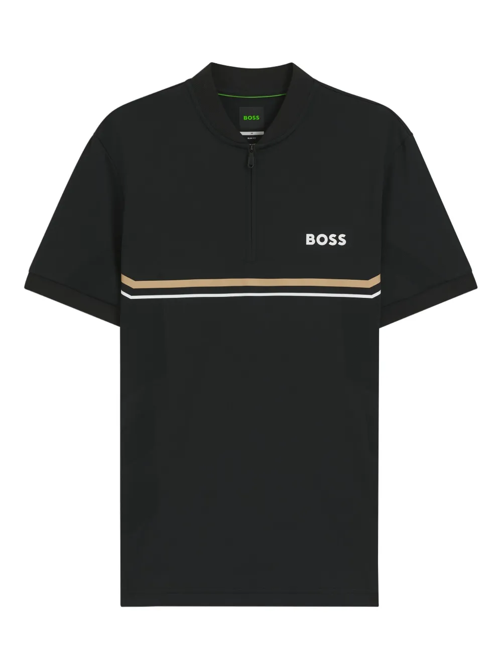 

Рубашка поло с молнией и полосками BOSS, черный