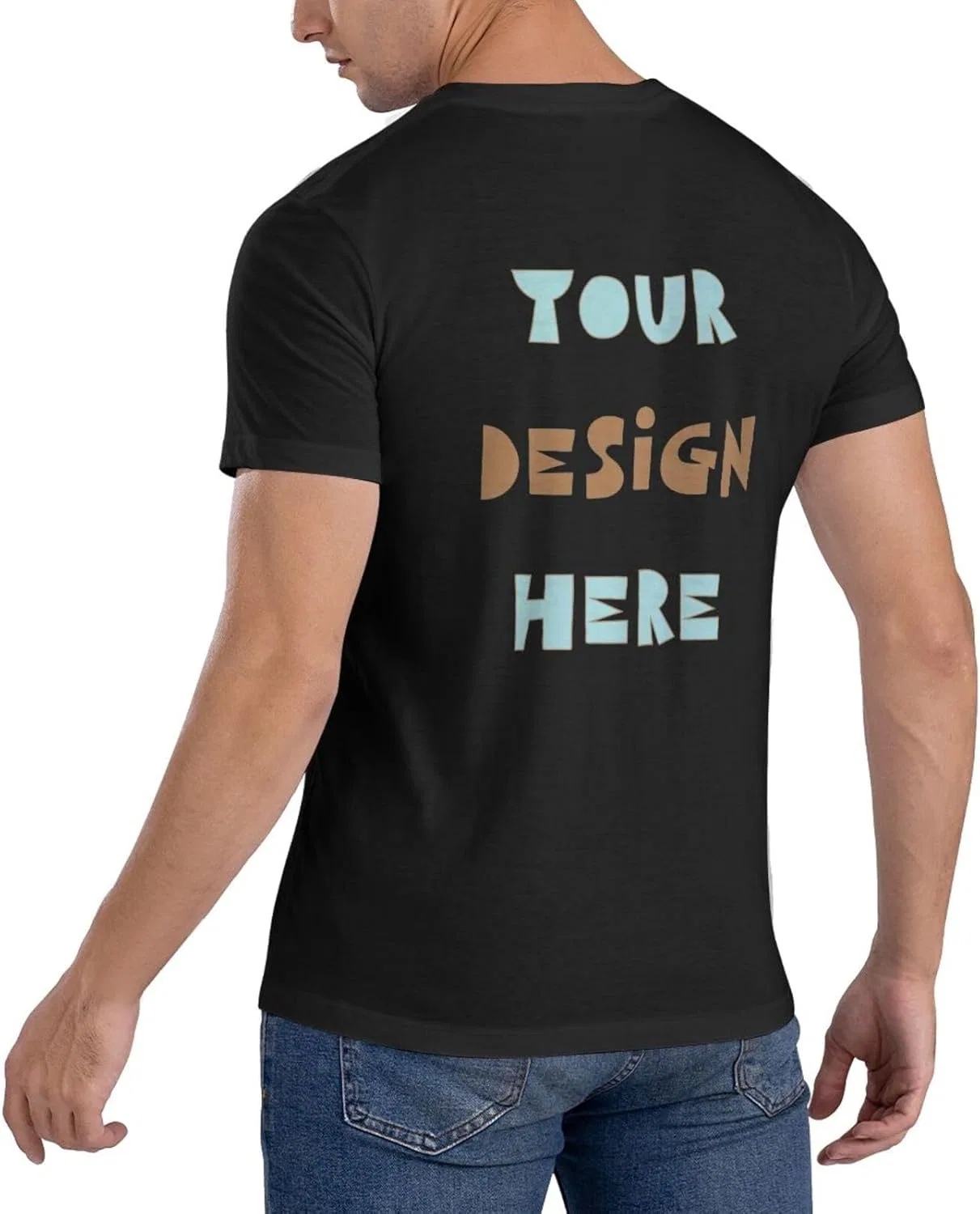 Футболка с принтом, хлопок, Custom, Black — фото 2