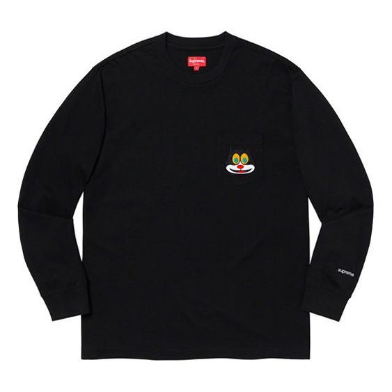 

Футболка fw19 week 4 cat l/s pocket tee chest kitten long sleeves black Supreme, черный