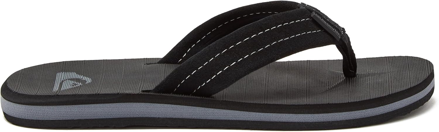 Детские шлепанцы Quiksilver Carver Suede с фиксирующим ремешком, черный — фото 2