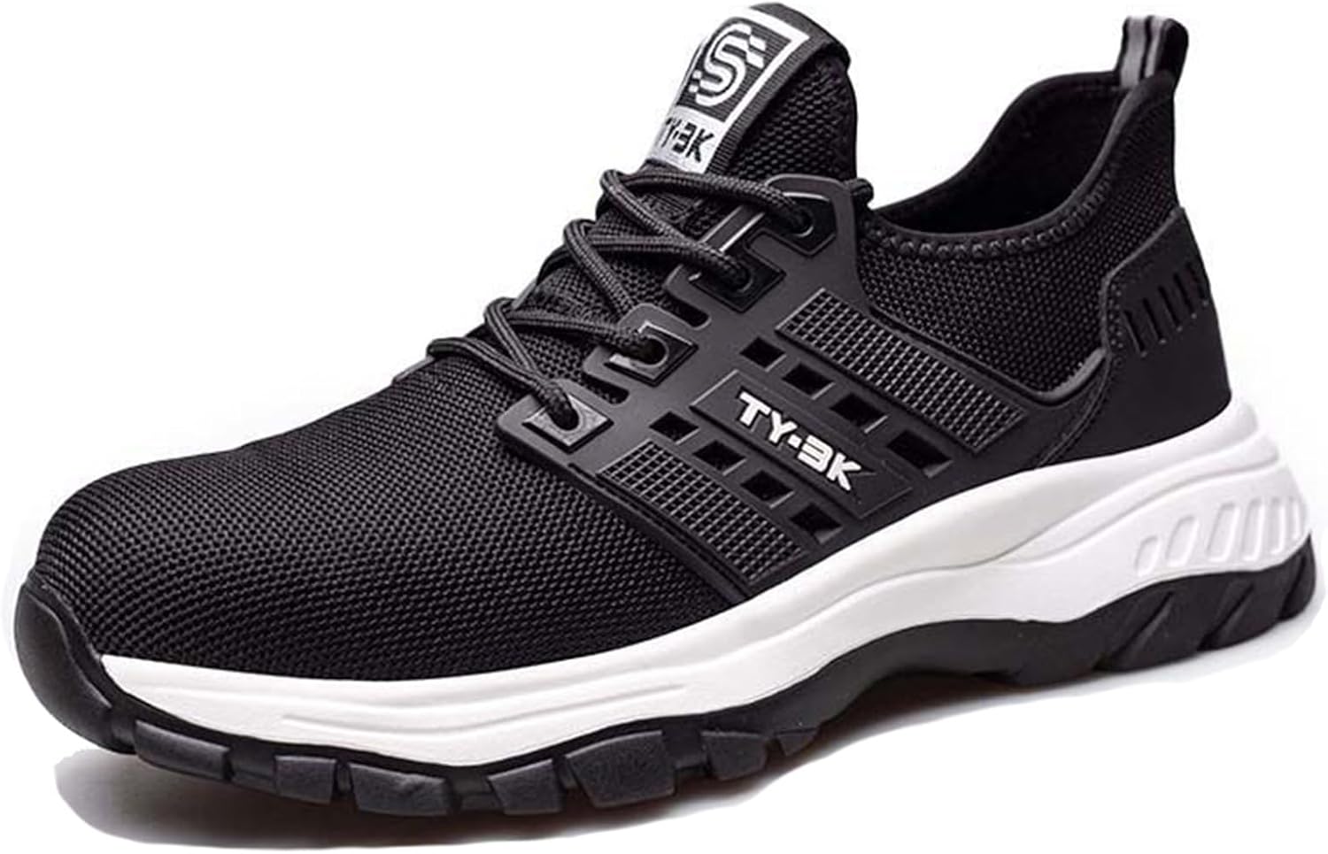 

Мужские кроссовки с защитой носка WCXTY, модные дышащие легкие ботинки с защитой носка, удобная противоскользящая защитная обувь для мужчин, неразрушимые (Цвет: черный, Размер: 11)