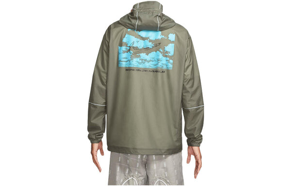 Куртка men's casual blue logo printing hooded jacket light army green Nike, мультиколор — фото 2