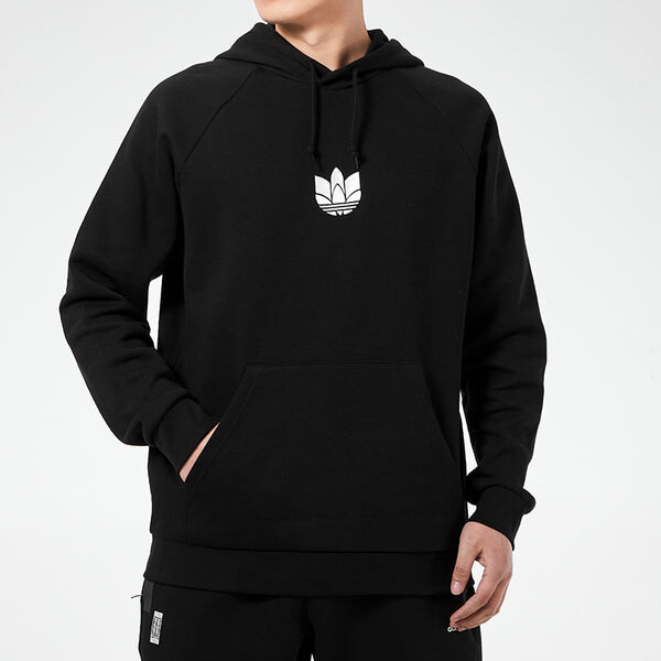Толстовка adidas originals 3d Trefoil Hood Logo Printing Fleece Lined Stay Warm Sports Black, черный — фото 3