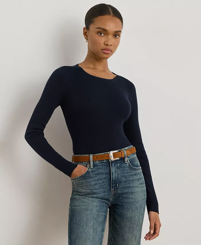 

Миниатюрный свитер с круглым вырезом Lauren Ralph Lauren, синий