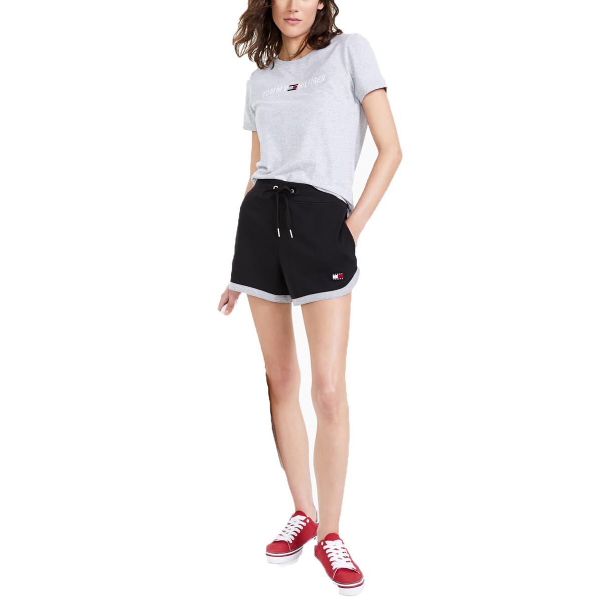 

Женские повседневные шорты с контрастным подолом и завязками Tommy Jeans, черный
