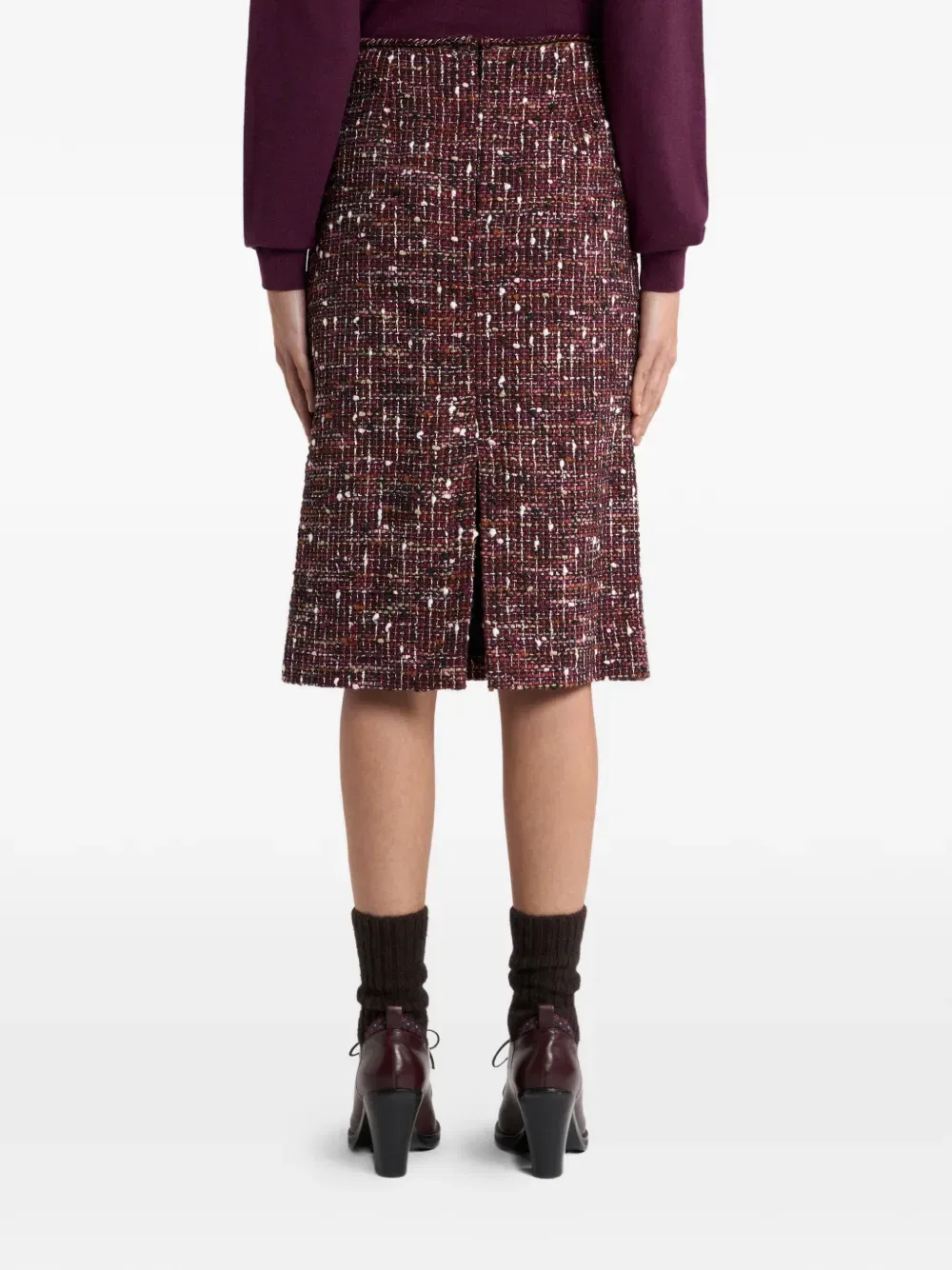 Твидовая юбка до колена средней длины Etro, красный — фото 4