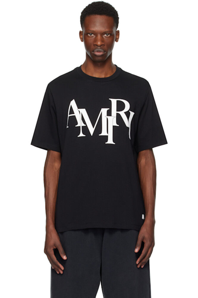 

Черная футболка с шахматным логотипом «Amiri»