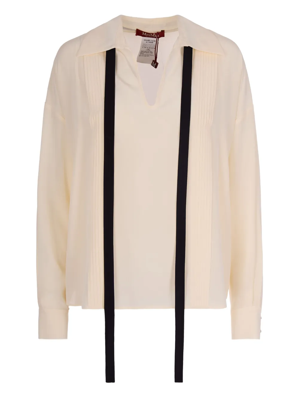 Блузка из шелка с бантом MAX MARA, нейтральный