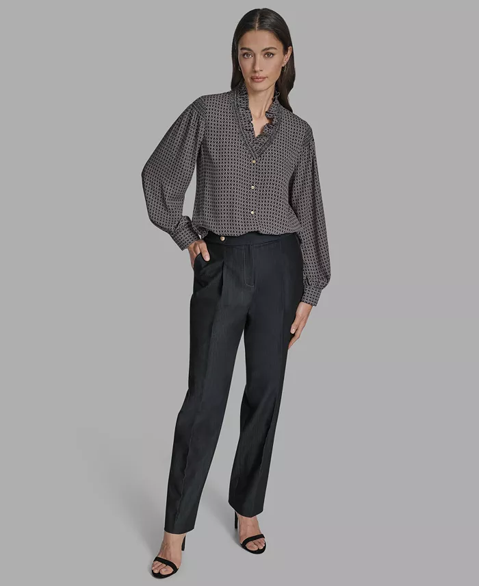 

Женская блузка с V-образным вырезом и оборками BCBG, синий
