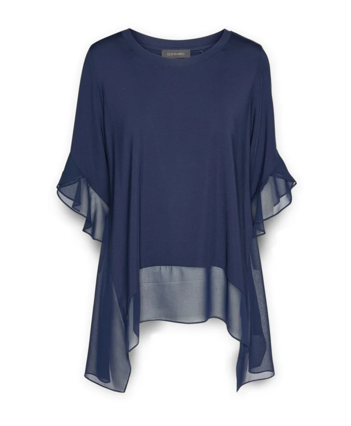 

Футболка с отделкой из жоржета. Elena Mirã², синий