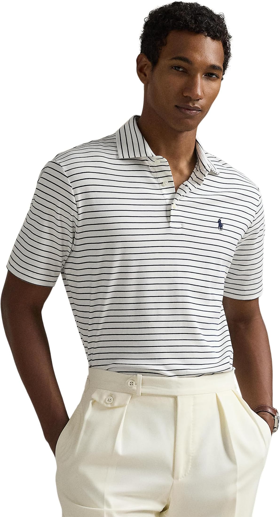 

Футболка Polo Ralph Lauren Classic Fit Soft Cotton Polo Shirt, цвет White/Refined Navy