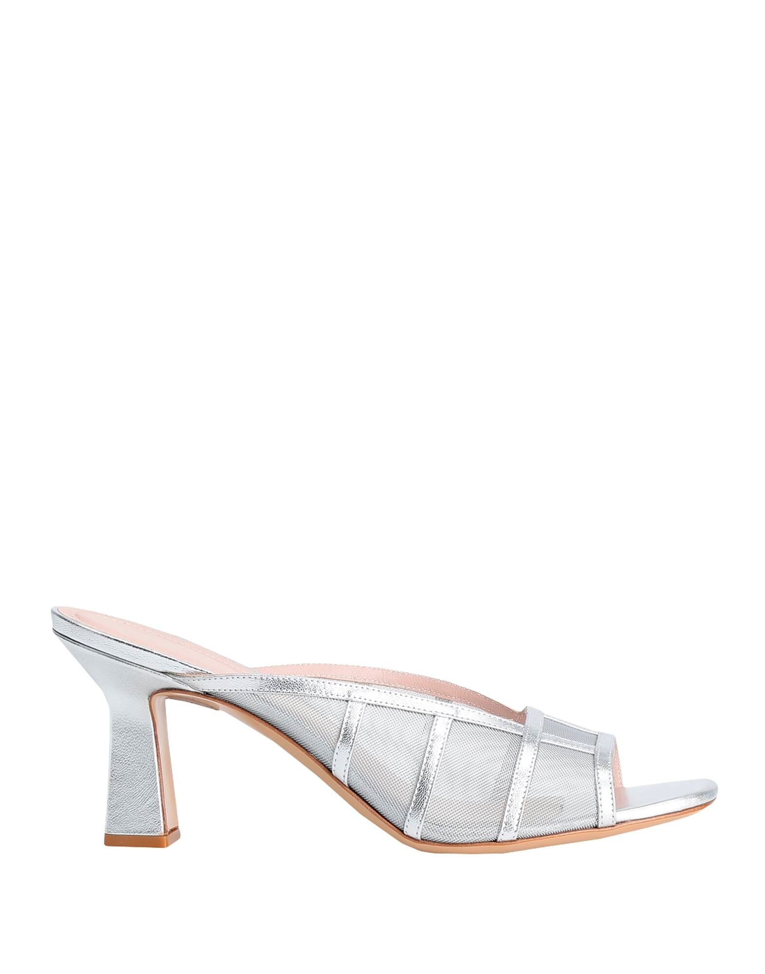Сандалии Laminated Leather & Mesh Square Toe Sandal 8 By Yoox, серебряный