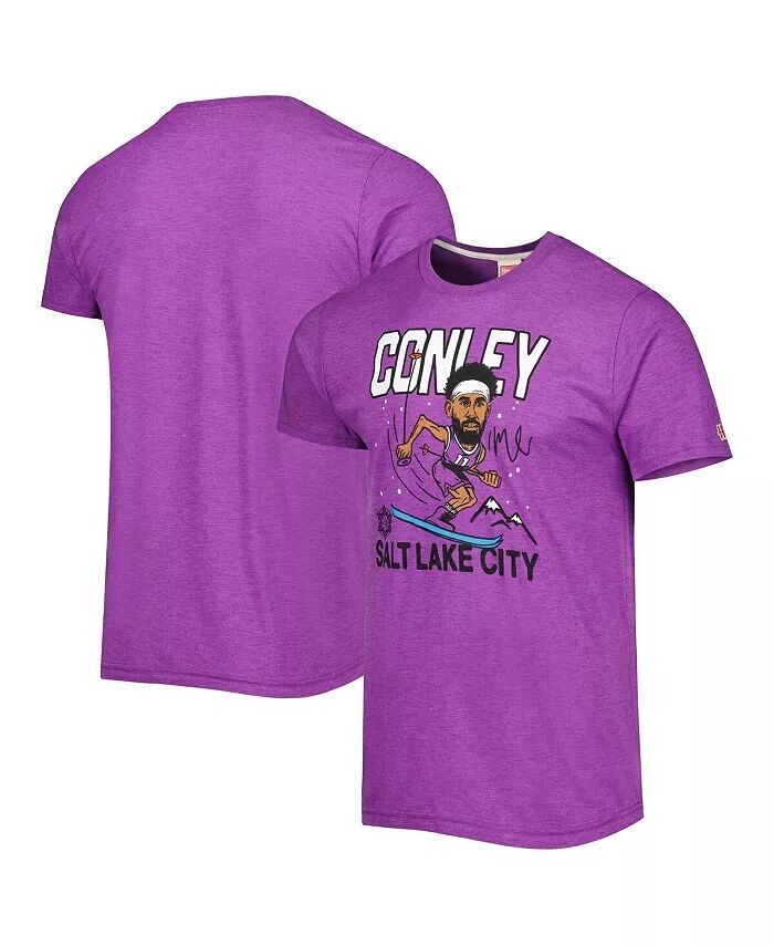 

Мужская фиолетовая футболка с карикатурой Mike Conley Utah Jazz Tri-Blend Homage