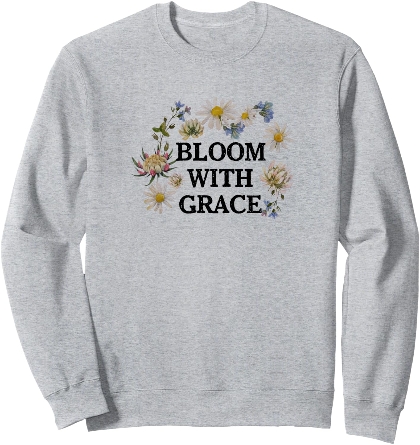 

Толстовка Bloom With Grace с изображением ромашек и полевых цветов Trendy Apparel, серый