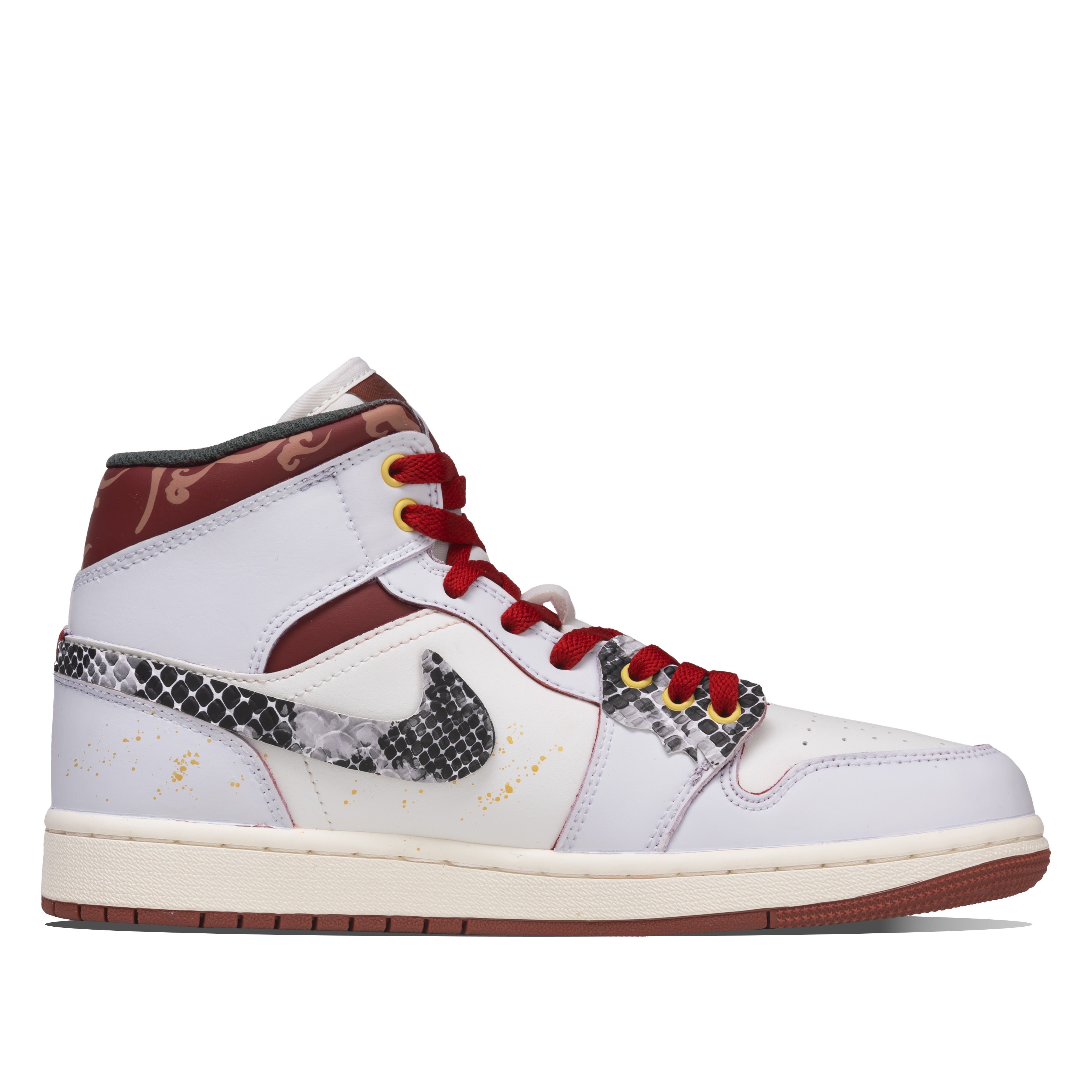 Кроссовки Air 1 Year Of The Horse Blessing Abrasion Resistant Coverage High top Vintage Basketball Unisex Jordan, белый красный — фото 3
