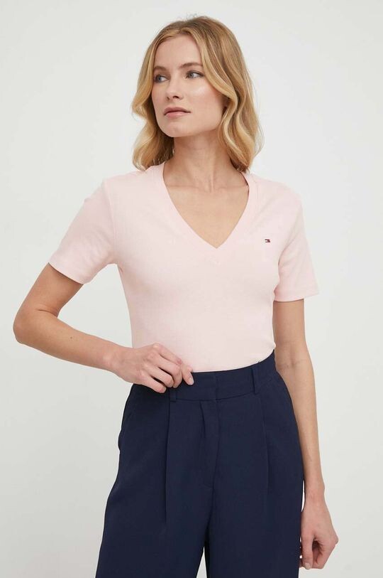 

Хлопковая футболка Tommy Hilfiger, розовый
