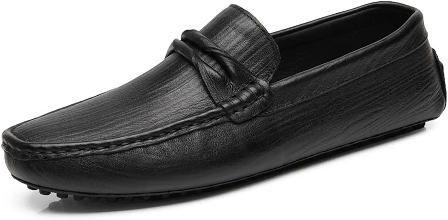 

Мокасины HOOENG для мужчин, модель Penny Loafer, с деталями из натуральной кожи, строчкой, круглым носком, мягкие, устойчивые, на плоской подошве, удобные для вождения, без шнурков (Цвет: черный, Размер: 10)