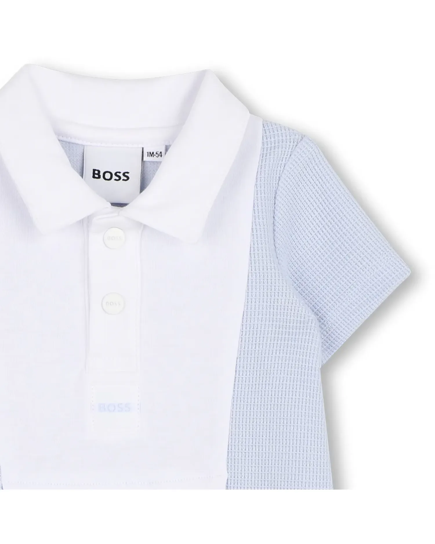 Короткий рукав комбинезон для мальчика с геометрическим узором из хлопка BOSS Kidswear, Natural — фото 2