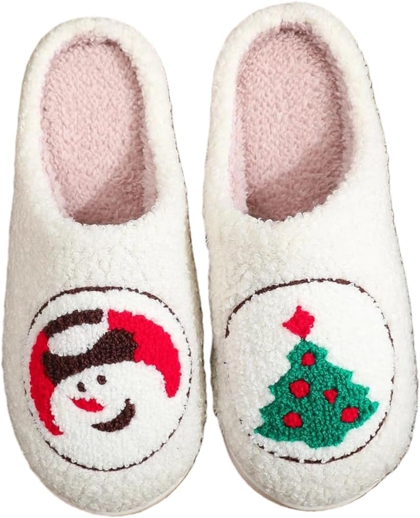 

Зимние домашние тапочки для женщин, уютные плюшевые тапочки с флисовой подкладкой, мягкие и пушистые с нескользящей подошвой, теплая обувь для дома и улицы для холодной погоды для женщин и мужчин Flteuds, белый