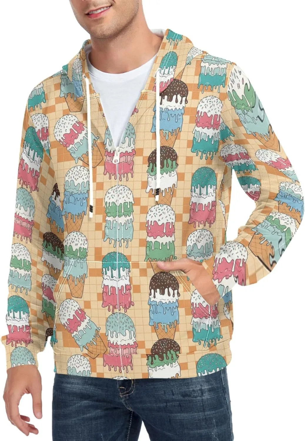 

Мужская толстовка с капюшоном Full Zip Ice Cream Cones CUPADA