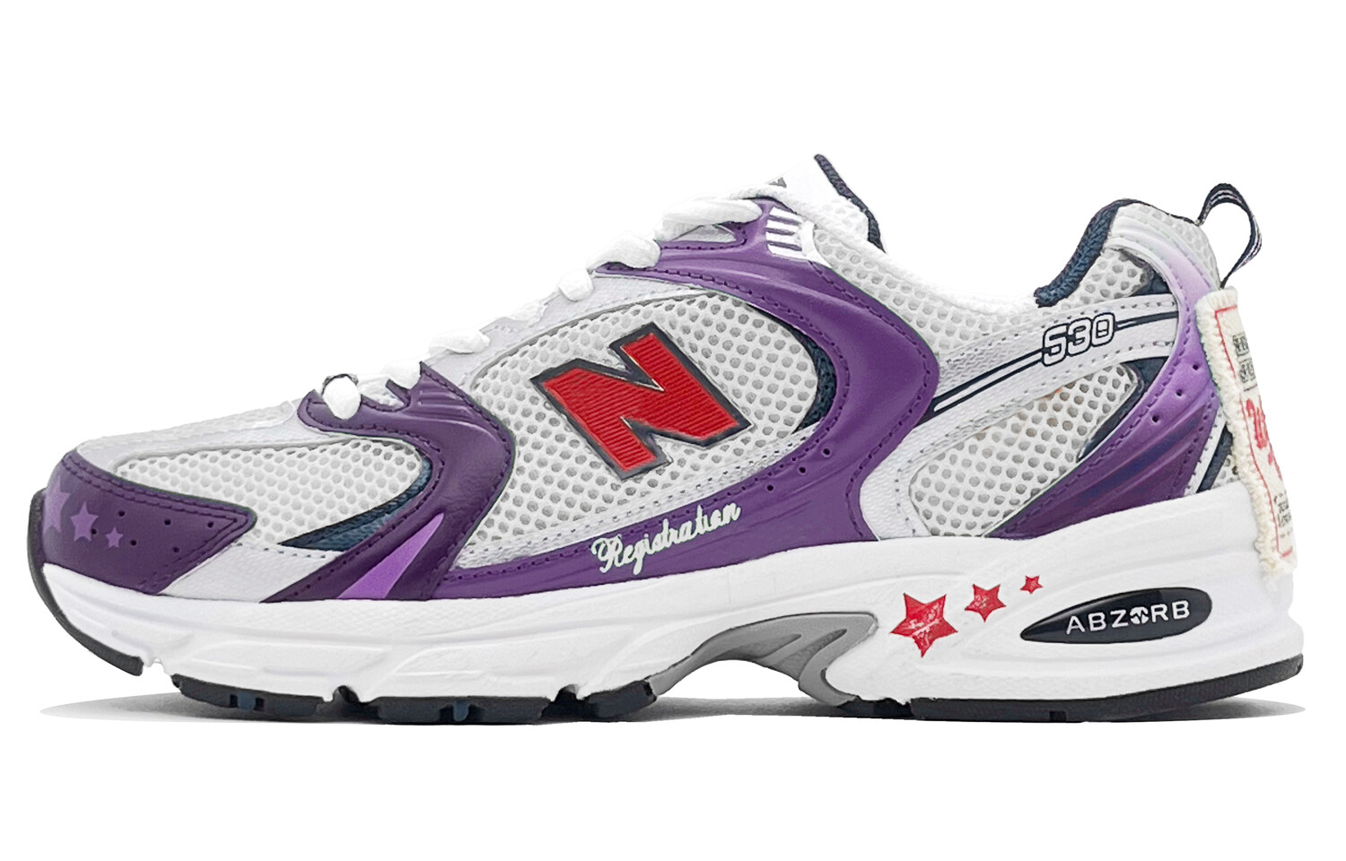 

Кроссовки NB 530 унисекс с низким верхом белые/фиолетовые/красные New Balance