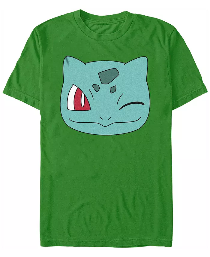 

Мужская футболка с коротким рукавом Pokemon Bulbasaur Face Fifth Sun, зеленый