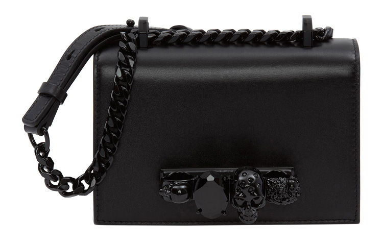 

Alexander McQueen Сумка-мессенджер из гладкой коровьей кожи с драгоценными камнями, женская, черная