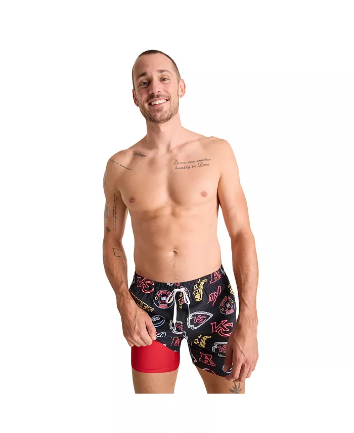 

Мужские классические плавки Kansas City Chiefs с неоновой окантовкой, 5.5", черные Chubbies