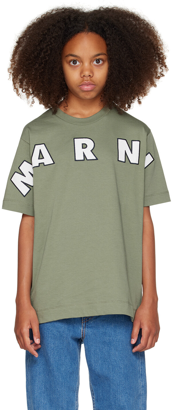 

Детская футболка с аппликацией логотипа Marni, Green