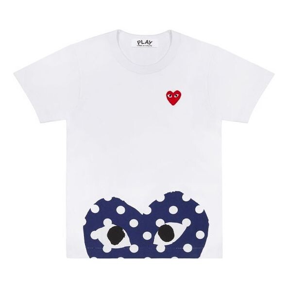 

Футболка polka dot half heart tee 'white blue' Comme Des Garcons Play, белый