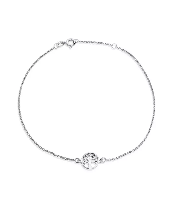 

Круглый браслет на лодыжку с кельтским семейным древом жизни, стерлинговое серебро, регулируемый, 9-10 дюймов, с удлинителем Bling Jewelry, silver