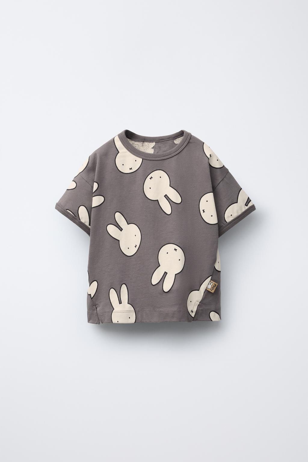 

Футболка с принтом miffy ZARA, антрацитовый серый