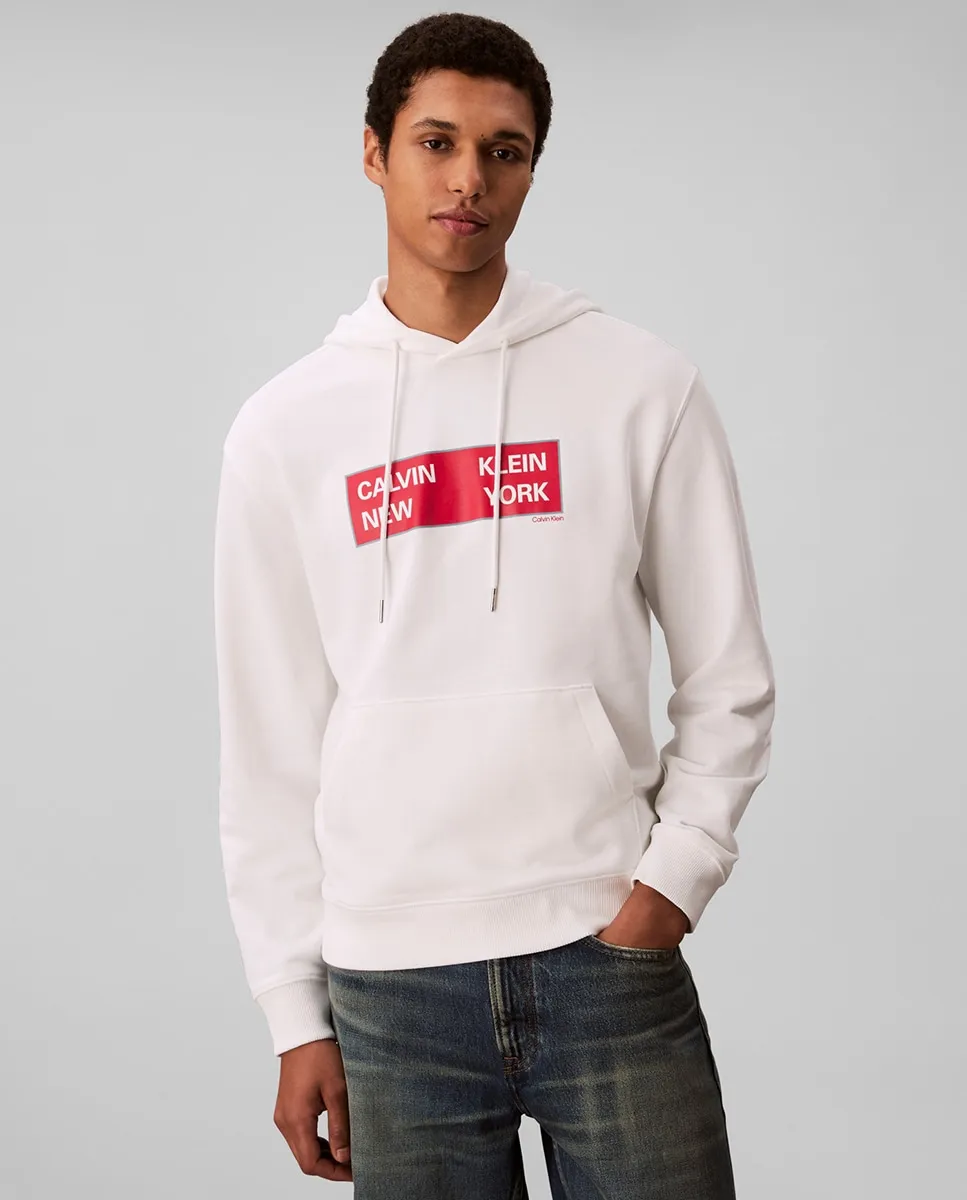 

Мужская толстовка с капюшоном и принтом Calvin Klein Jeans, белый