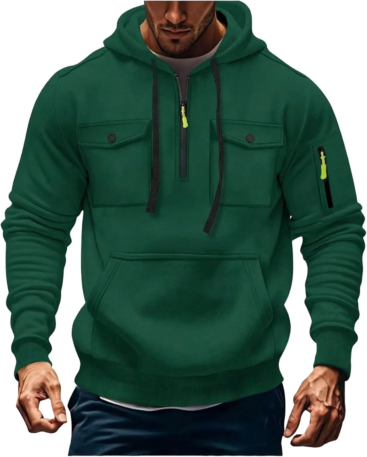 

Мужской тактический карго худи с капюшоном и карманами