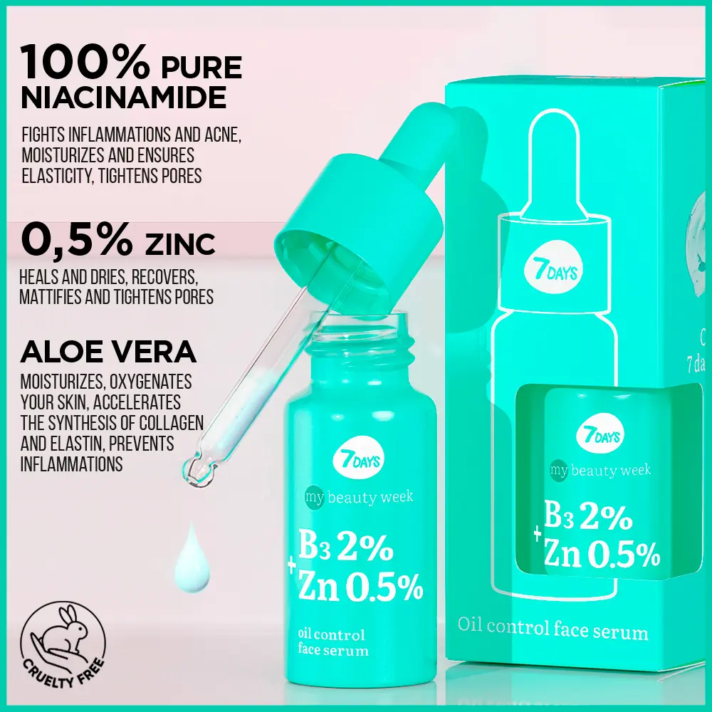 Сыворотка 7DAYS — Для лица B3 % + zn , % suero facial hidratante, 20 мл — фото 2