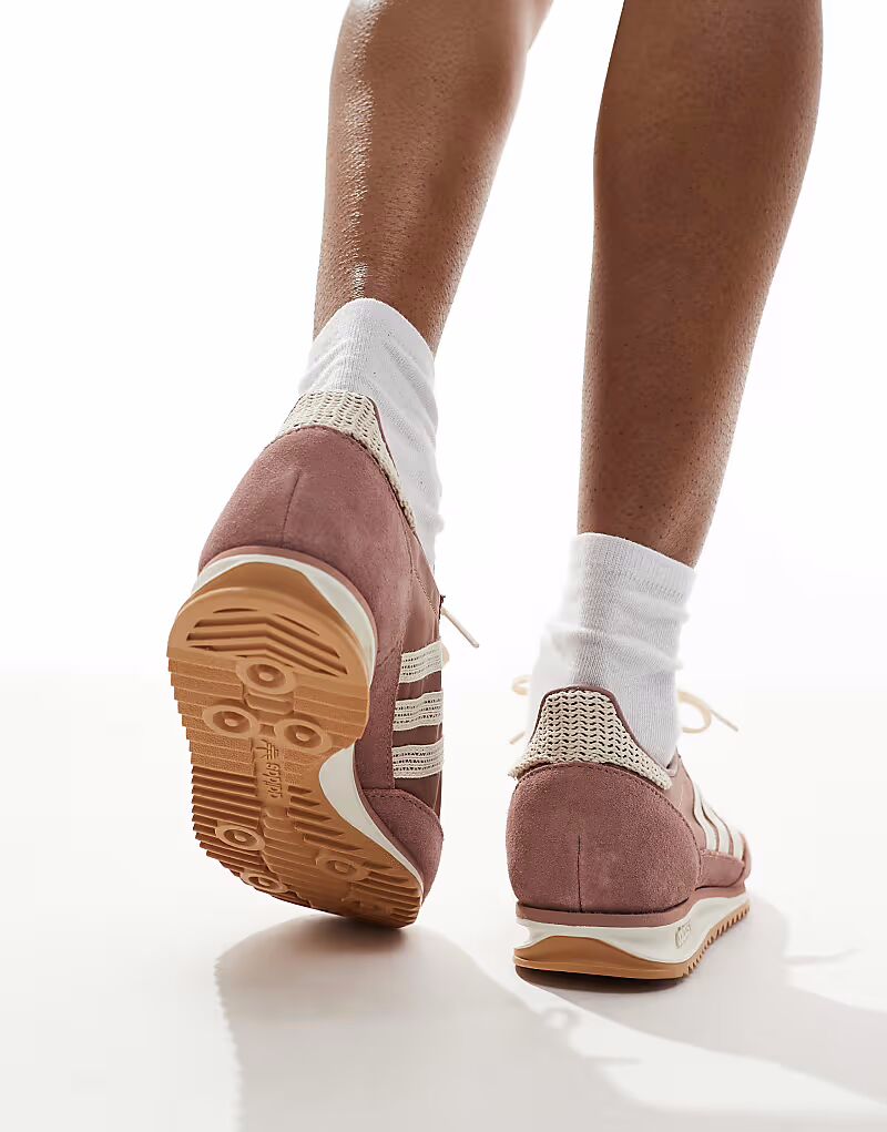 Кроссовки Adidas Originals SL 72 OG в светло-коричневом и кремовом цветах, связанные крючком — фото 3