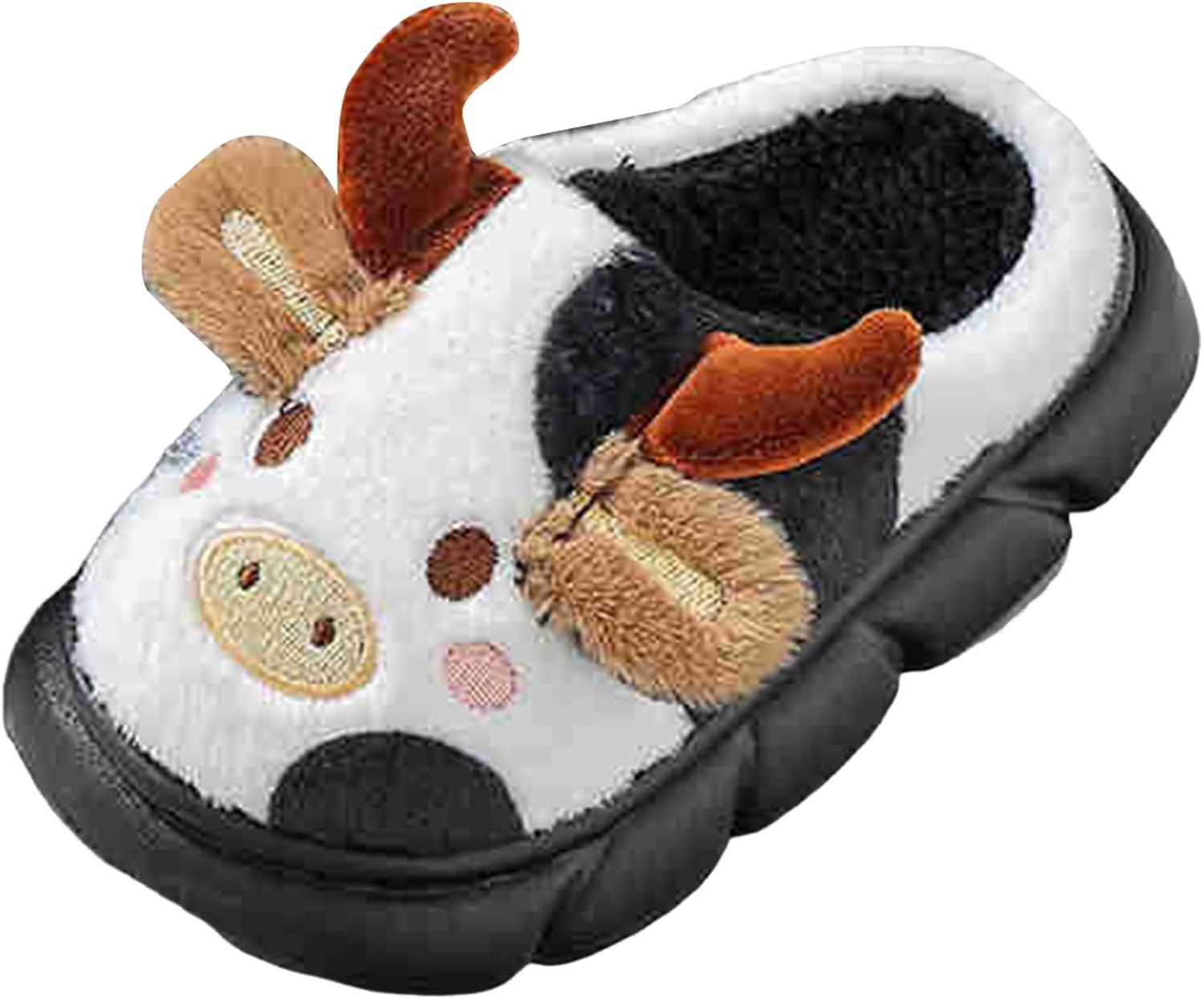 

Детские мягкие плюшевые теплые тапочки IWIHMIV, противоскользящие, для зимнего дома, мягкие и удобные хлопковые тапочки для дома и улицы, черный