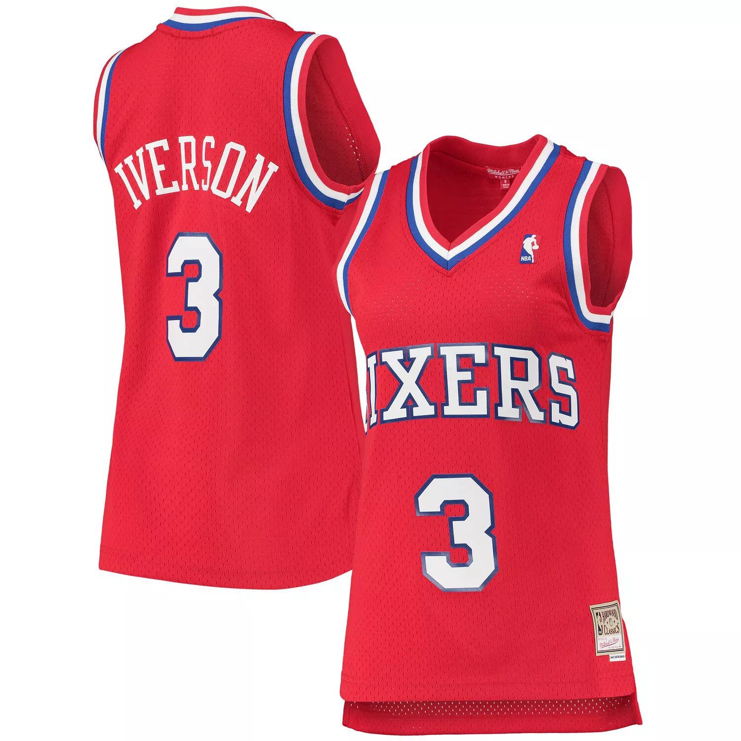 

Женская майка Mitchell & Ness Allen Iverson Red Philadelphia 76ers 2002-03 Hardwood Classics Swingman