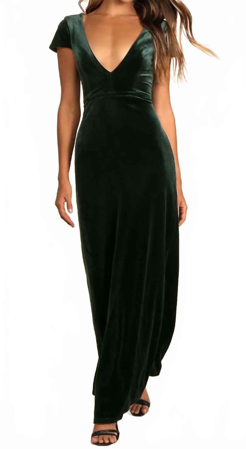 

Безупречное бархатное макси-платье с V-образным вырезом в изумрудном цвете Feeling Flawless Lulu, изумрудный