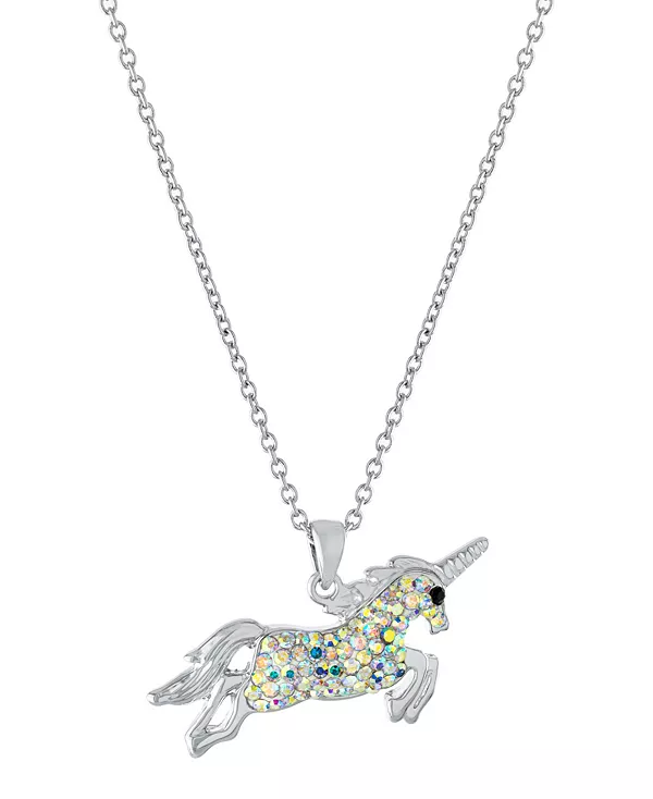 

Подвеска в виде единорога с кристаллами, цепочка-удлинитель 16+2 дюйма, посеребренная Macy'S, silver