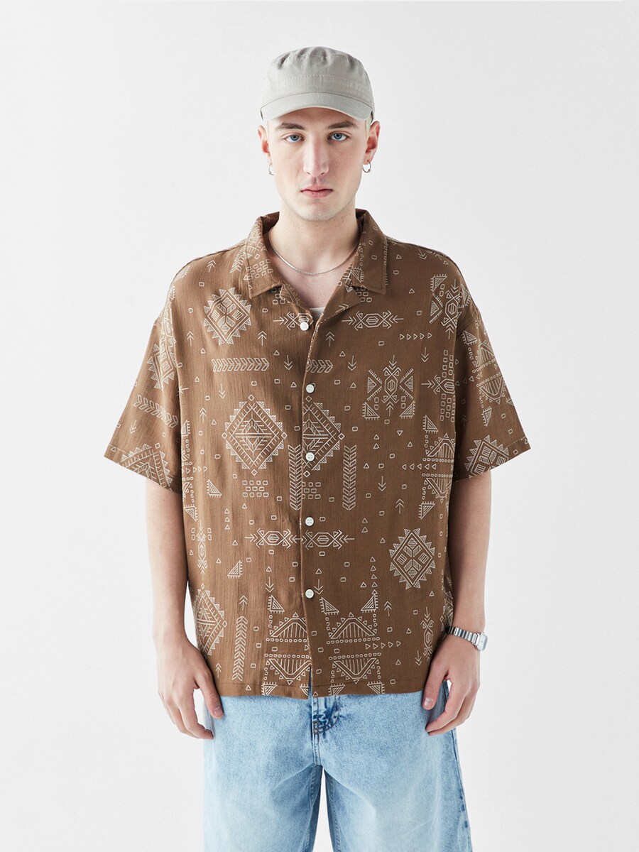 

Рубашка на пуговицах Comfort fit VAMOS CLO, коричневый