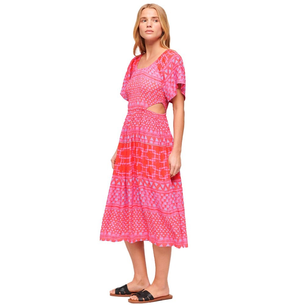

Платье Superdry Printed Cut Out long, розовый