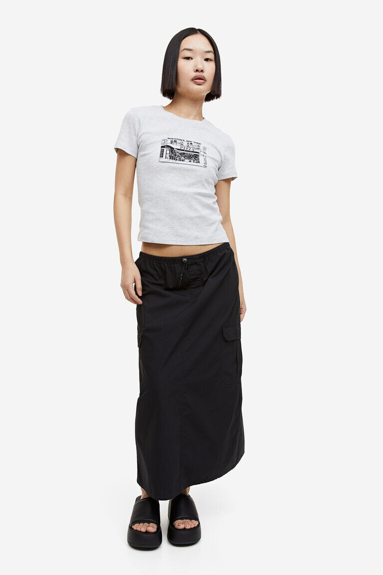 

Приталенный топ из хлопка H&M, серый