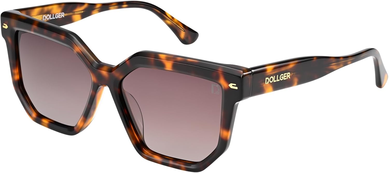 

Большие черные квадратные поляризованные солнцезащитные очки для мужчин и женщин - высококачественный материал из ацетатного волокна + TAC D1240301 Dollger, Camellia Leopard Print