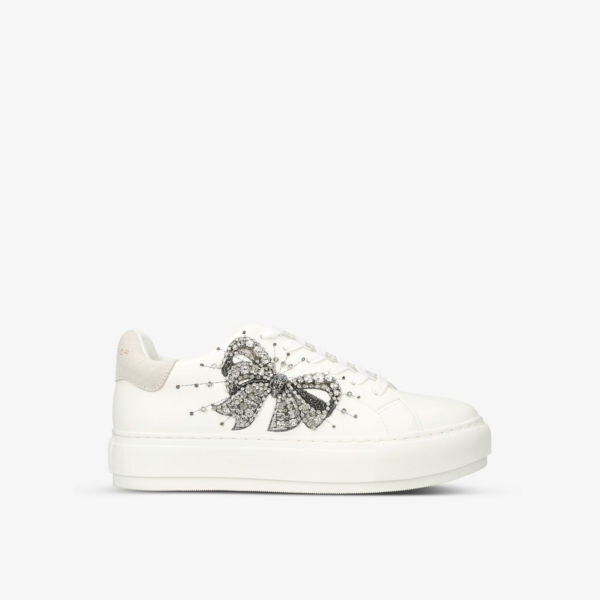 Кожаные кроссовки Laney Bow с низким берцем и кристаллами на плоской платформе Kurt Geiger London, белый